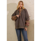 Sage + Fig - VINTAGE PLAID MIXED-MEDIA HOODIE PULLOVER