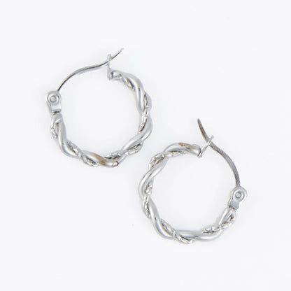 Howard's - Waterproof Earrings Twisted Hoop Pin Catch in Gold & Steel