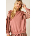 mittoshop - PATCHWORK SLEEVE MINERAL WASH CREW NECK SWEATSHIRT