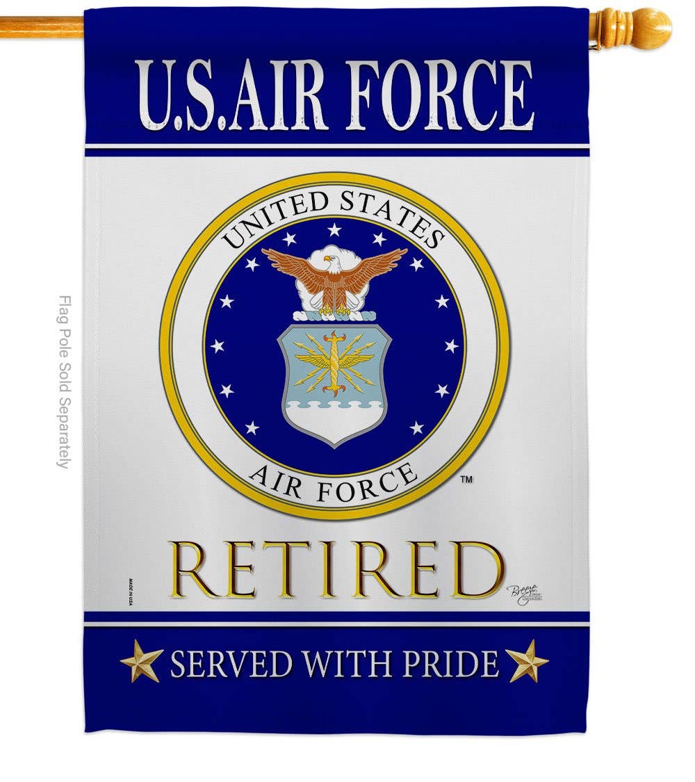 Two Group Flag Co - US Air Force Retired Military Retirement Veteran Decor Flag