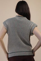 Two Tone Ribbed Knit Sweater Vest