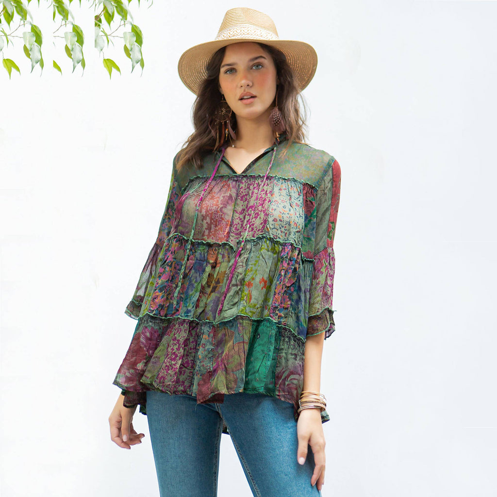 Chic Overdyed Band Collar Jhabla Top (New Color)