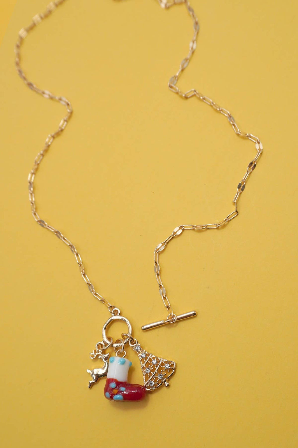 JOSSLYN by wall to wall - CHARM NECKLACE-CHRISTMAS SOCKS TREE RUDOLPH |