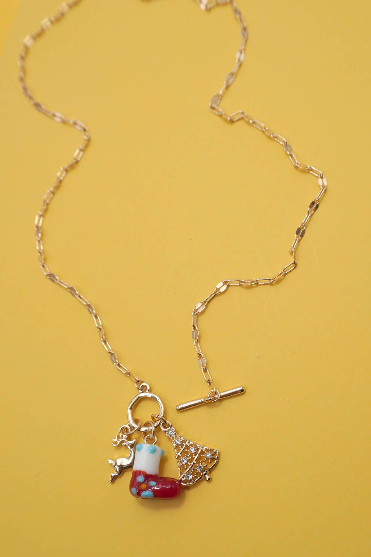 JOSSLYN by wall to wall - CHARM NECKLACE-CHRISTMAS SOCKS TREE RUDOLPH |