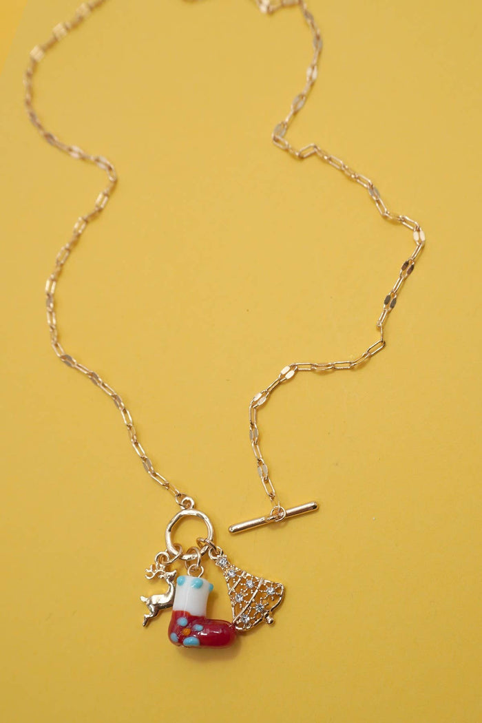 JOSSLYN by wall to wall - CHARM NECKLACE-CHRISTMAS SOCKS TREE RUDOLPH |