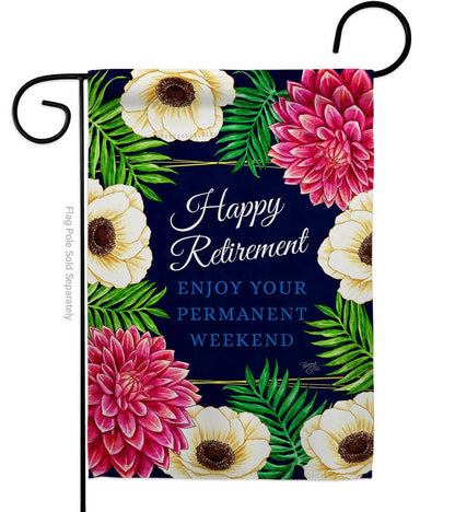 Two Group Flag Co - Enjoy Retirement Celebration Floral Decor Flag