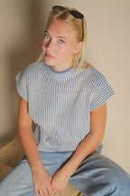 Two Tone Ribbed Knit Sweater Vest