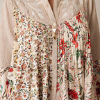 Vintage-Inspired Floral Emb Button-Down Boho Tunic Top NEW
