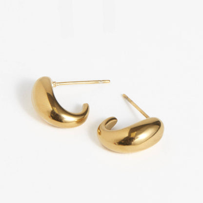 Howard's - Waterproof Earrings Half Loop Hoop in Gold & Stainless Steel