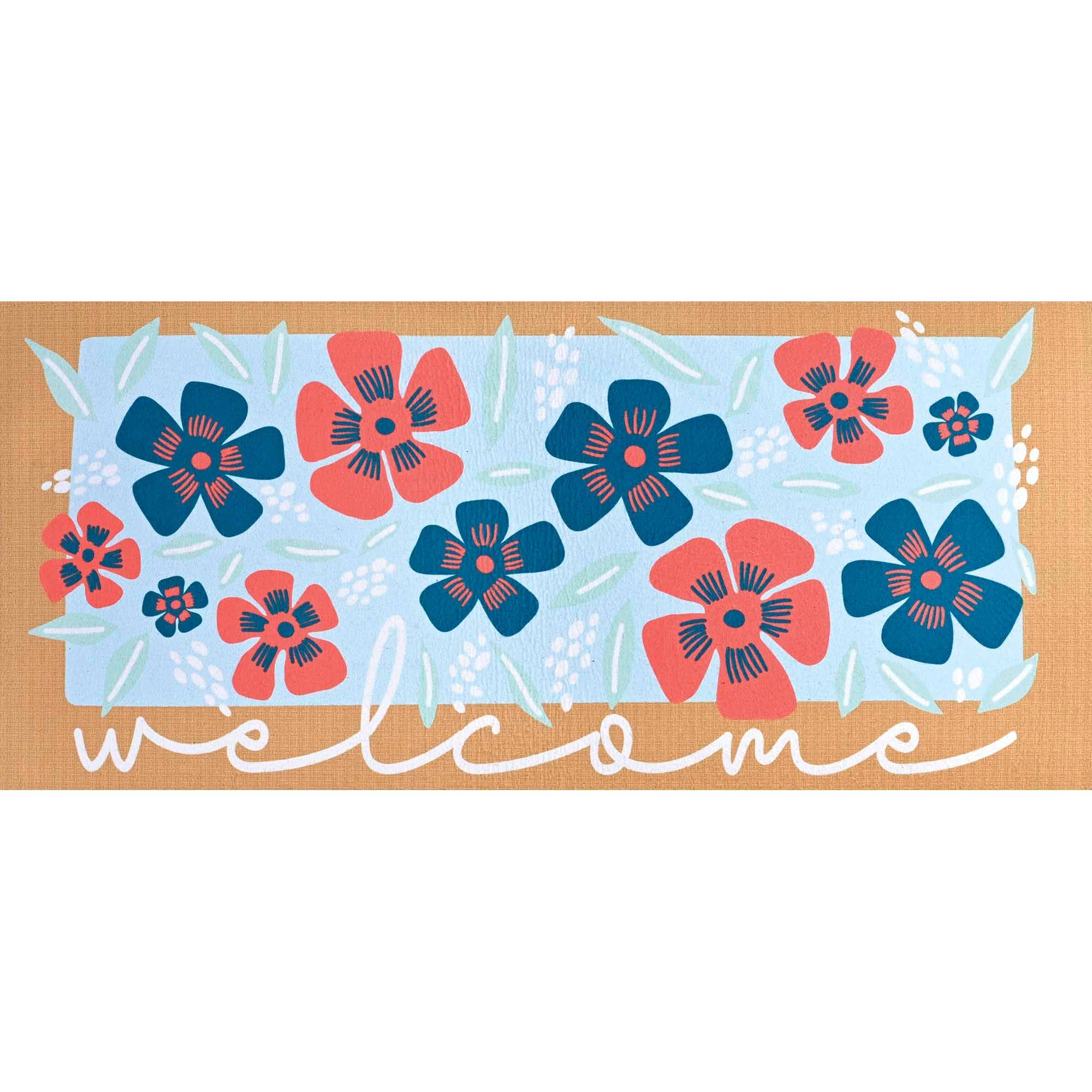 Doormat Insert Flowers Welcome