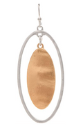 Two Tone Silver Oval Gold Tab Earring
