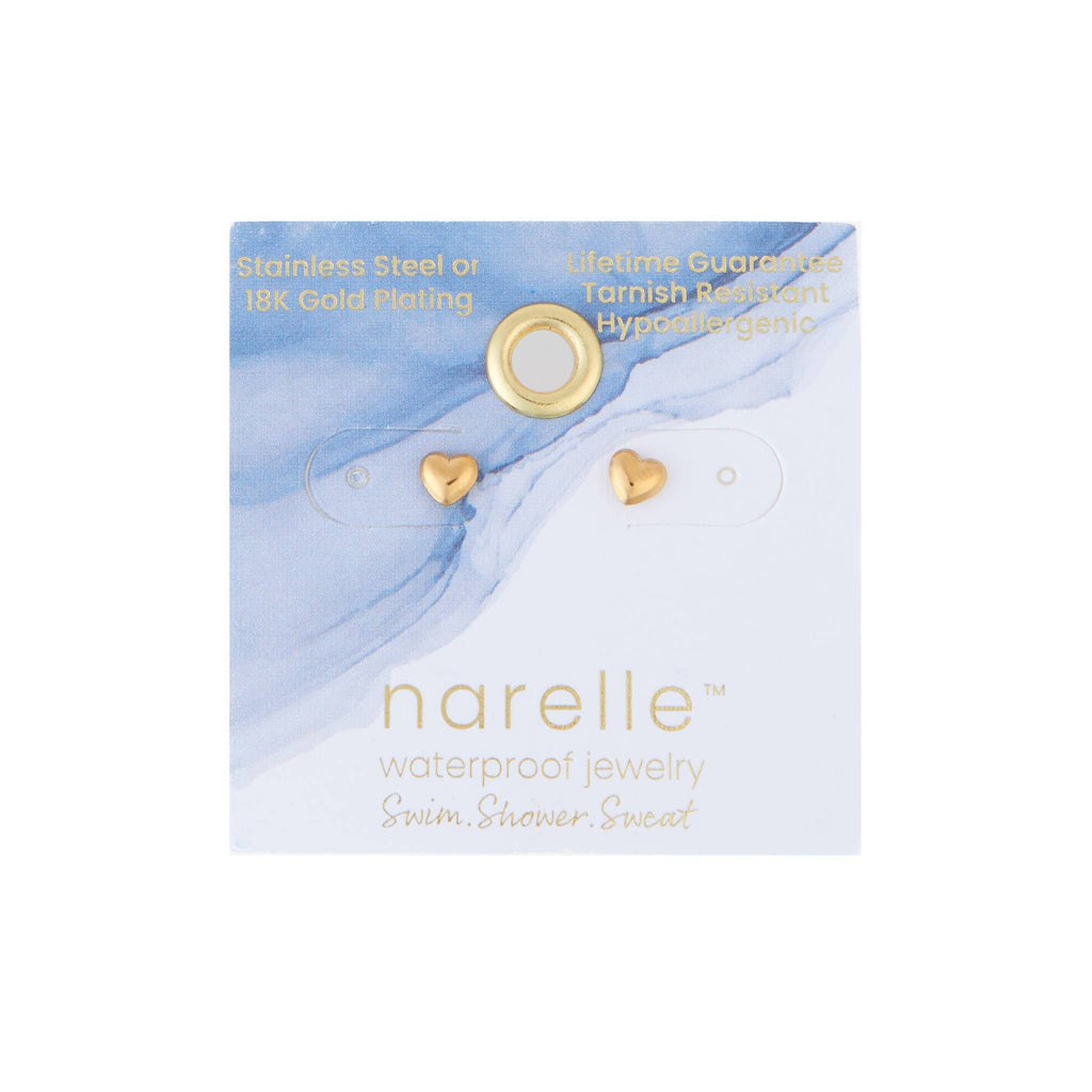 Howard's - Waterproof Earrings Puffy Heart Studs in Gold & Steel