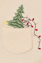 LE LIS - Embroidered Christmas Tree Pocket Oversized Knit Sweater