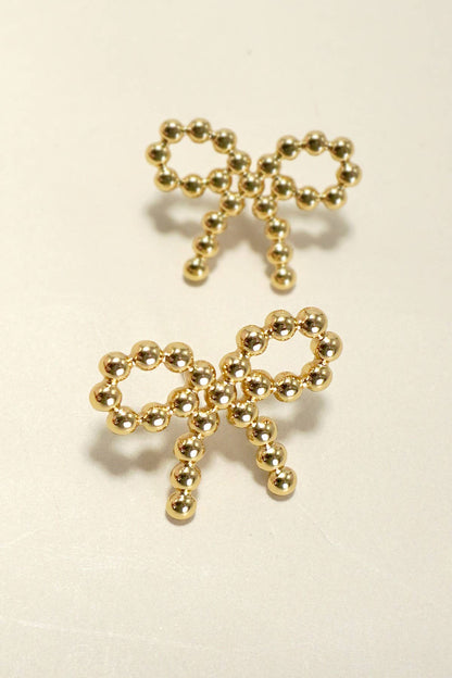 18K STAINLESS STEEL TARNISH FREE BOW STUD EARRINGS |