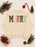 Sugar Stitch - Festive Christmas Merry Graphic Mock Neck Sweatshirt