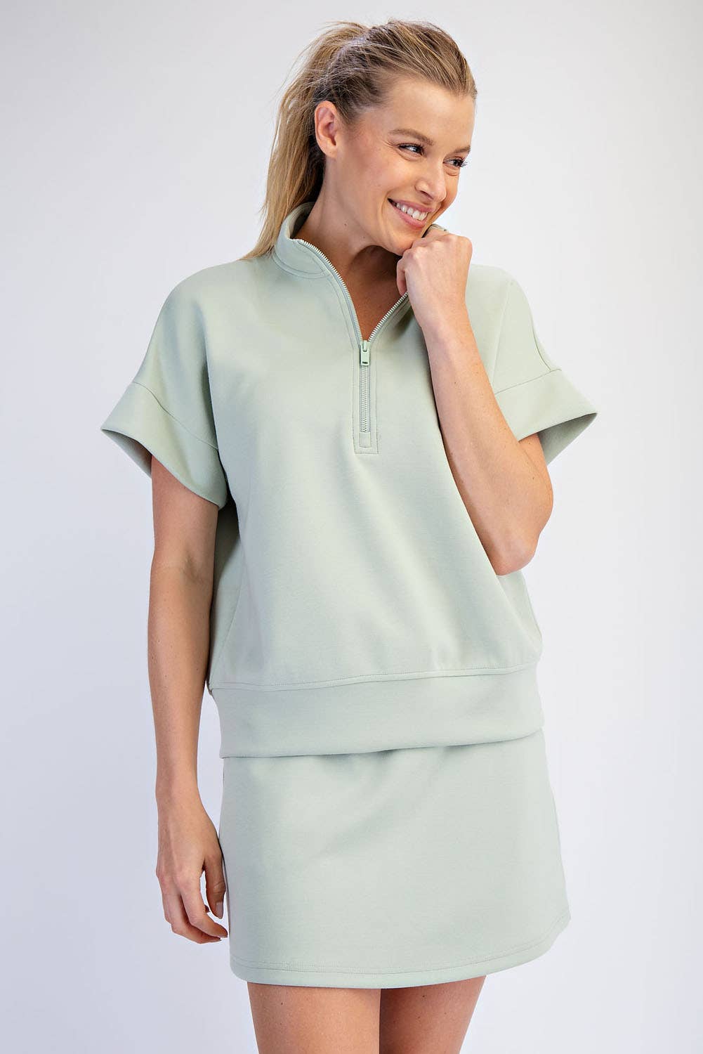 Rae Mode - MODAL SCUBA QUARTER ZIP SHORT SLEEVE TOP