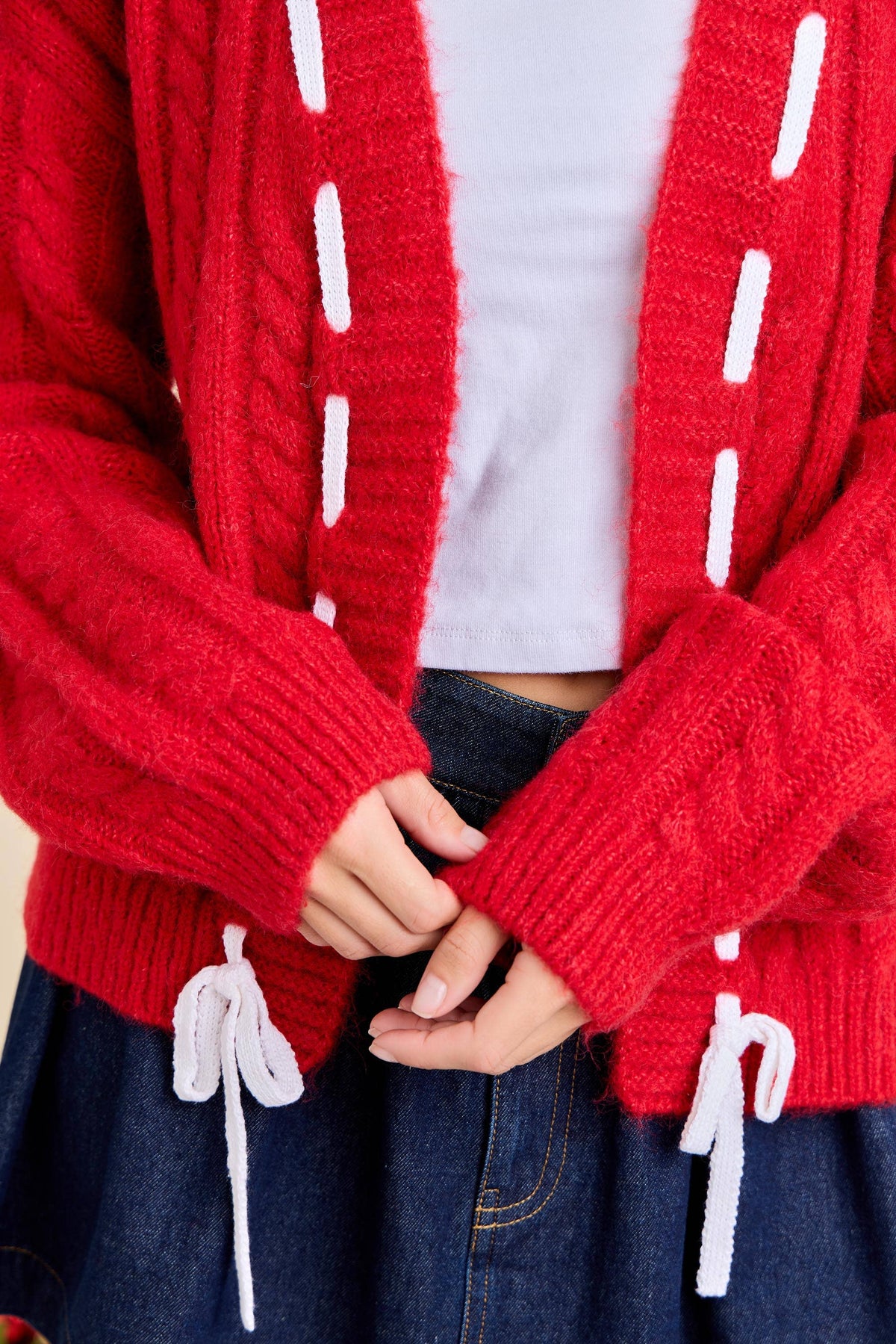Festive Holiday Cable Knit Cardigan