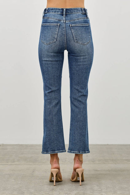 SAIGE DENIM MID RISE SKINNY CROP