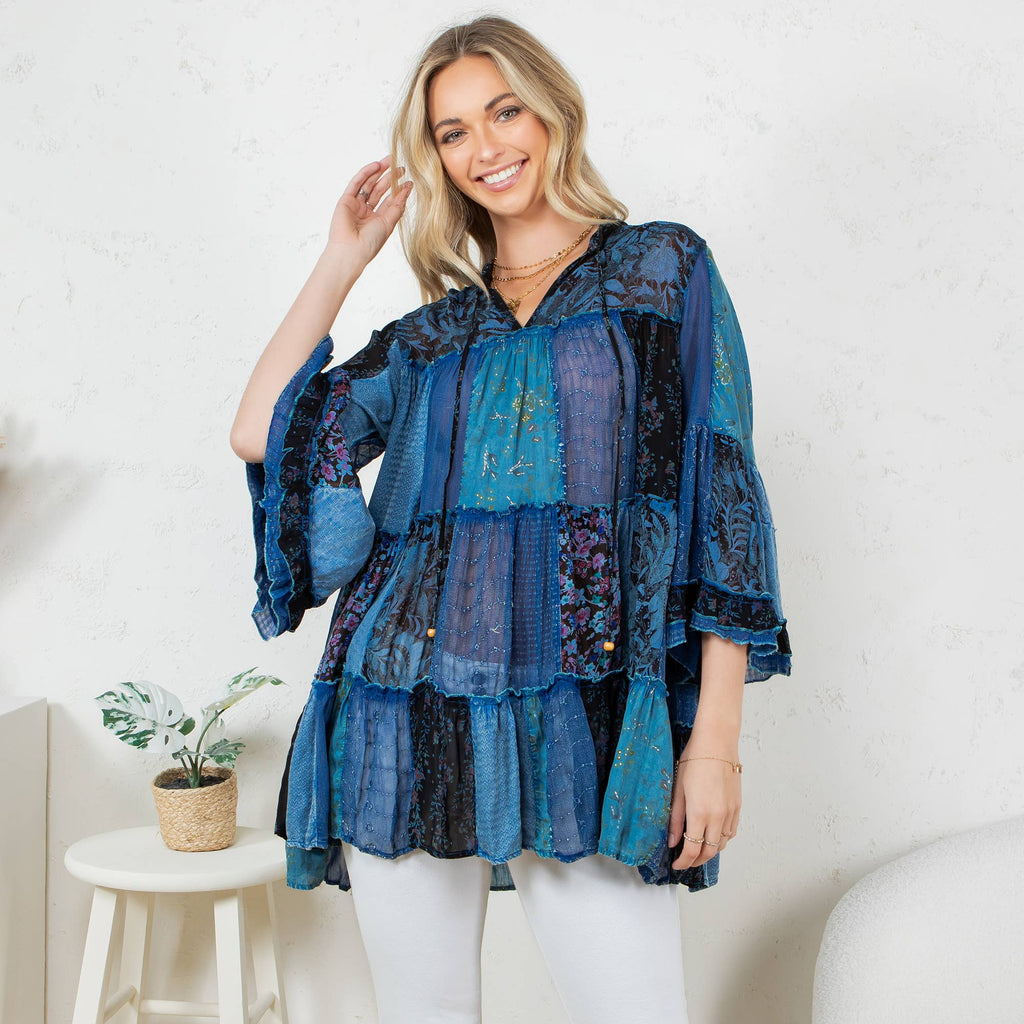 Chic Overdyed Band Collar Jhabla Top (New Color)