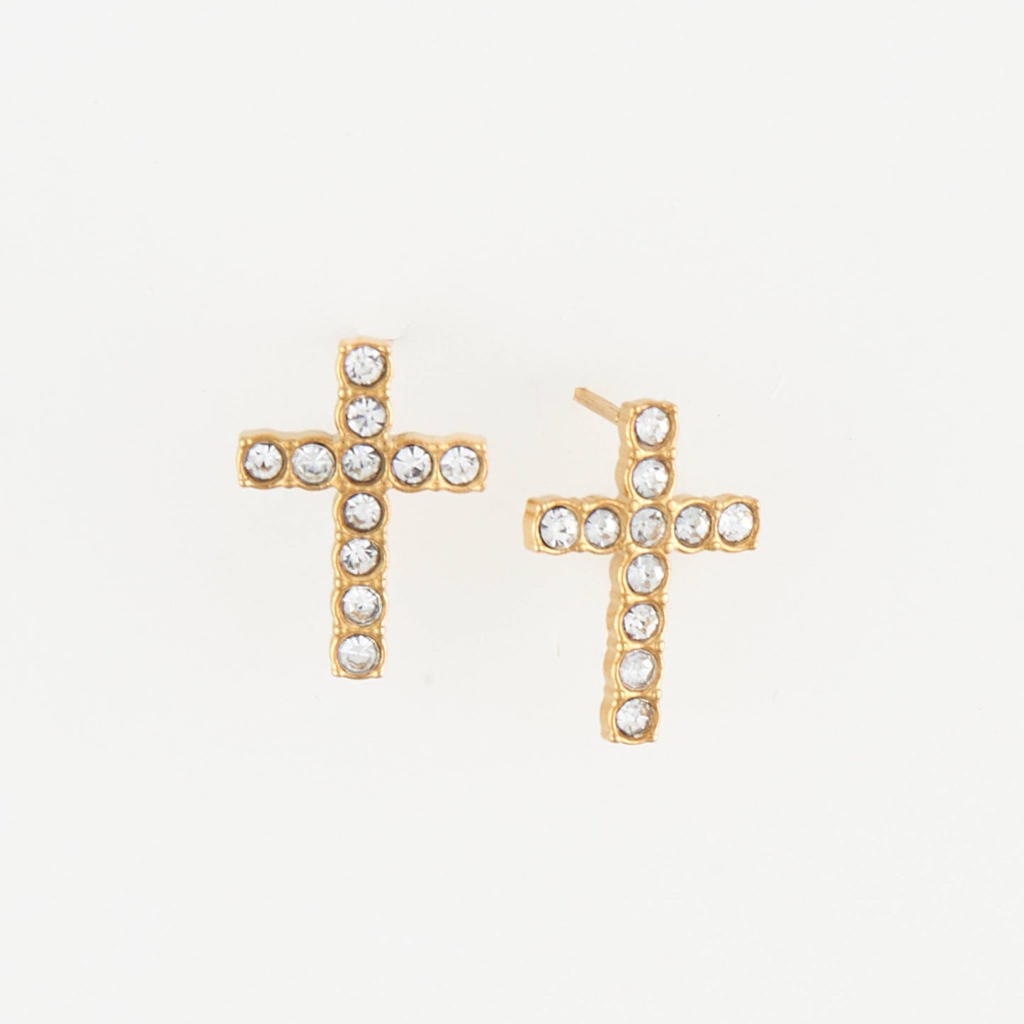 Howard's - Waterproof Earrings Pave Cross Stud Gold & Steel Narelle