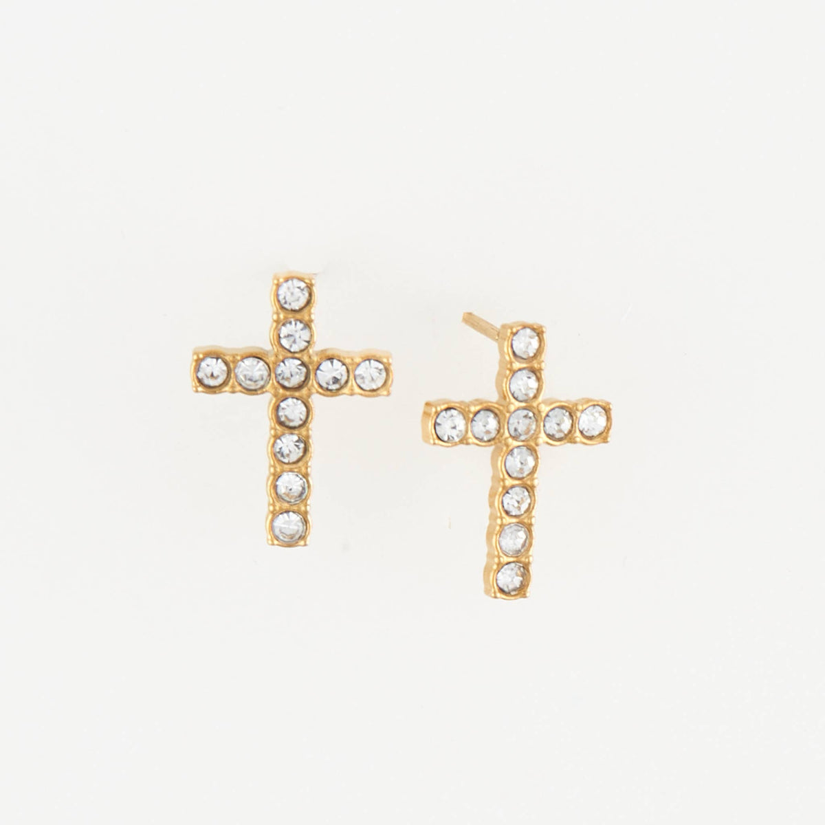 Howard's - Waterproof Earrings Pave Cross Stud Gold & Steel Narelle