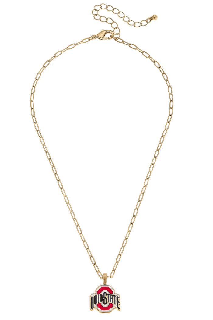 Canvas Style - Ohio State Buckeyes Enamel Pendant Necklace in Shiny Gold