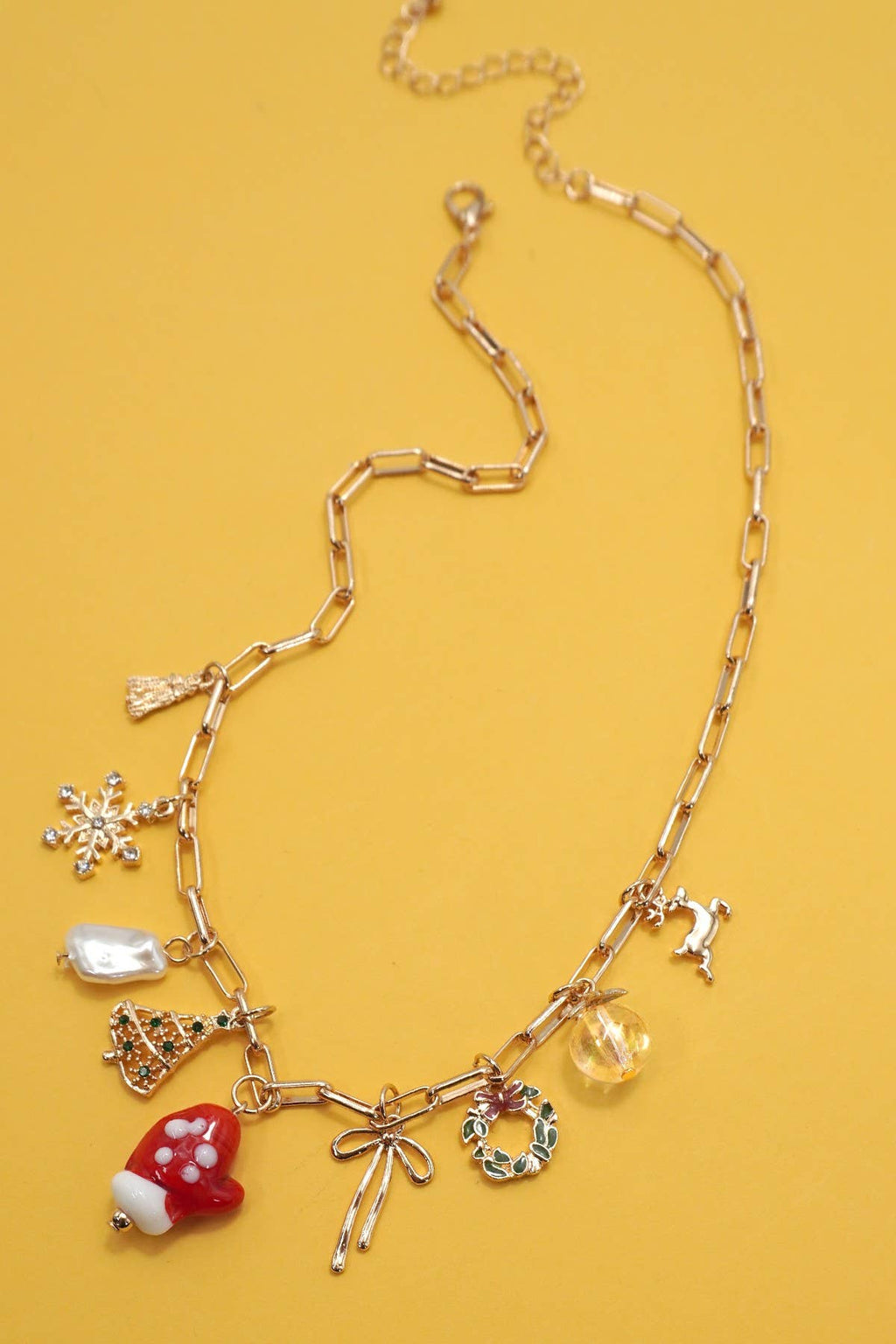CHARM NECKLACE-CHRISTMAS TREE MITTEN RUDOLPH |