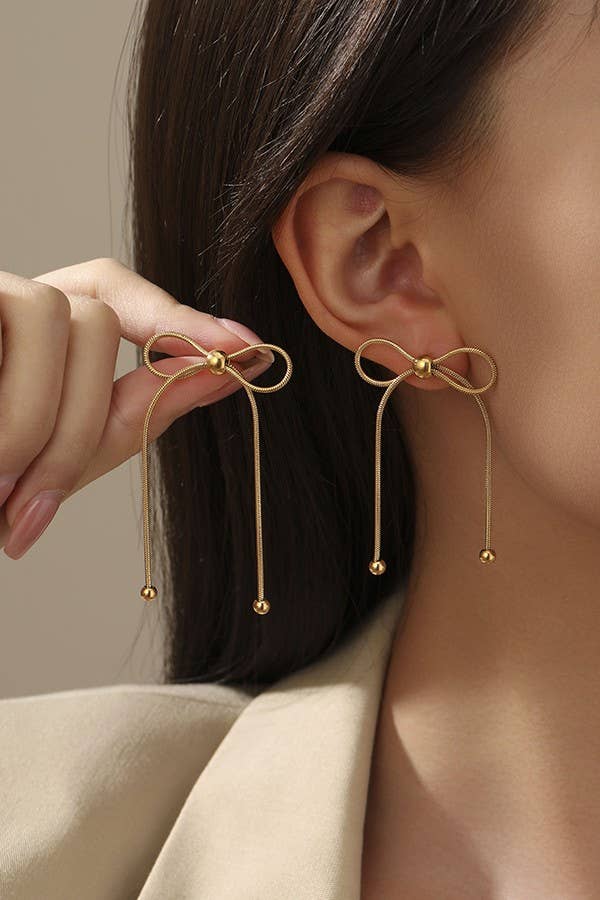 18K STAINLESS STEEL TARNISH FREE BOW EARRINGS |