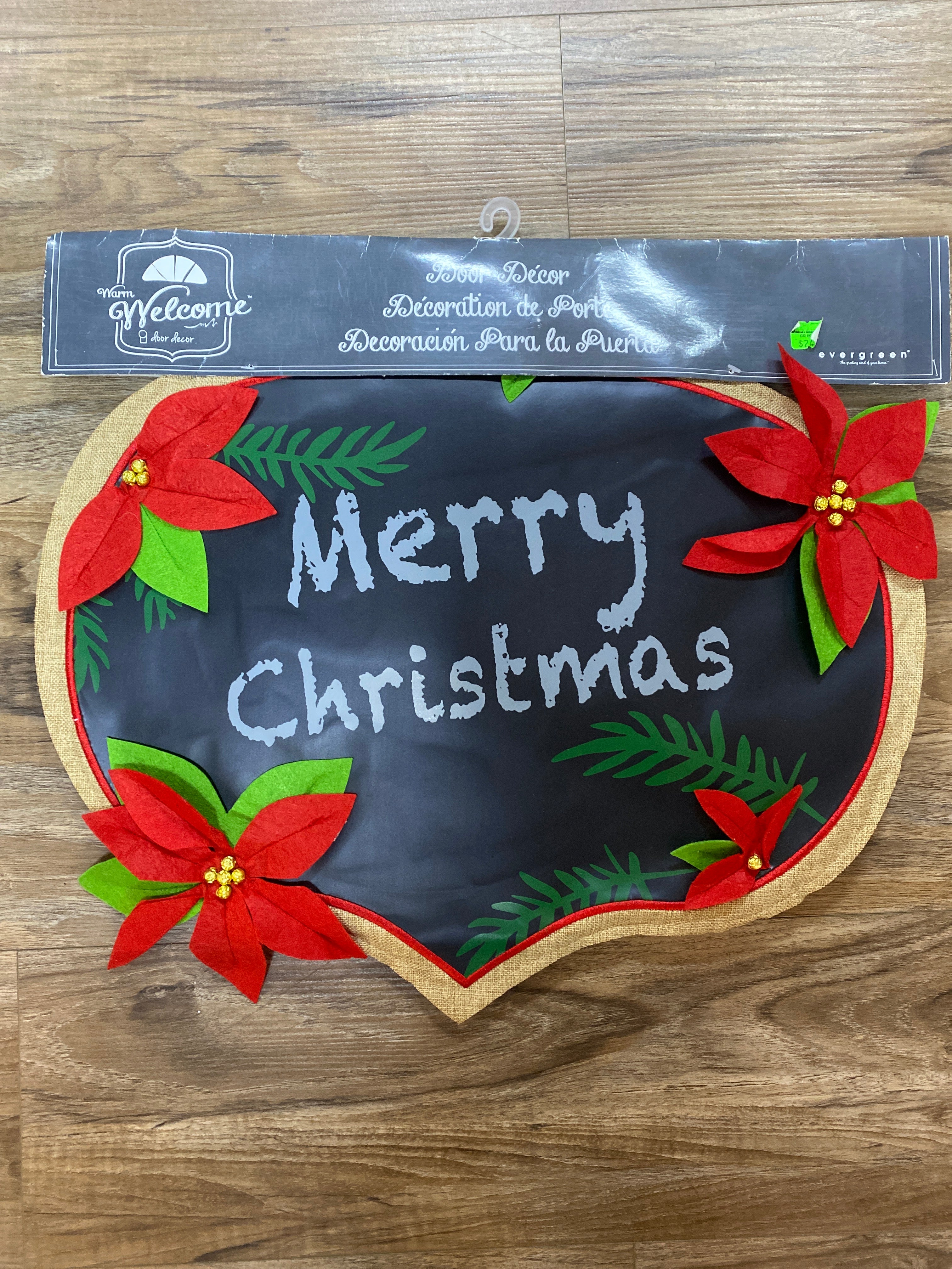 Poinsettia Chalkboard Ornament Door Hanger !