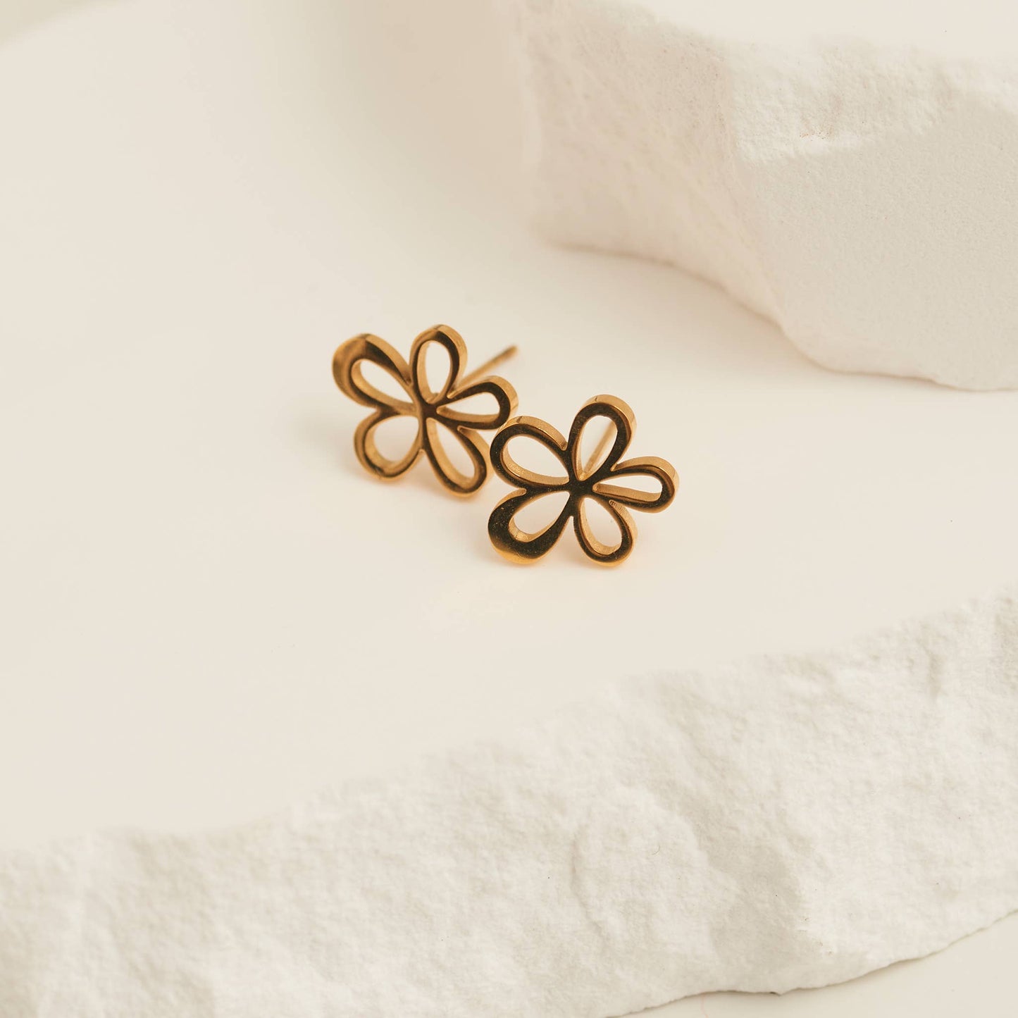 Howard's - Waterproof Earrings Flower Studs in Gold & Stainless Steel