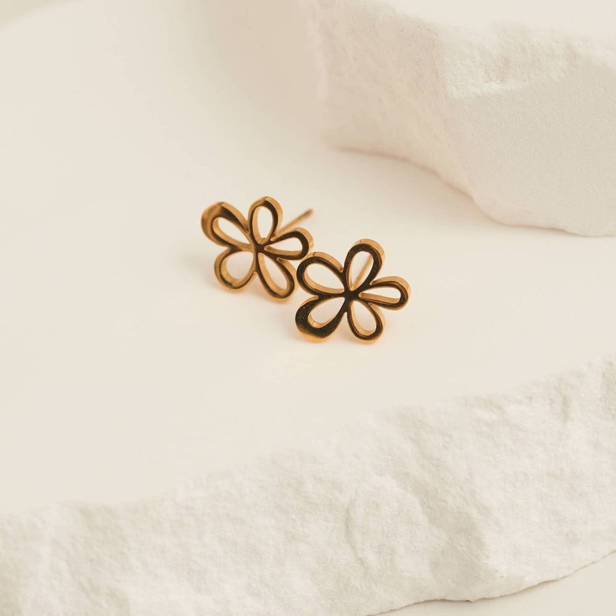 Howard's - Waterproof Earrings Flower Studs in Gold & Stainless Steel