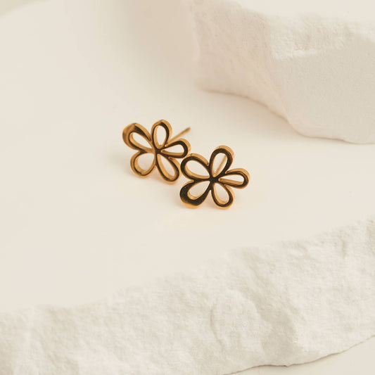 Howard's - Waterproof Earrings Flower Studs in Gold & Stainless Steel