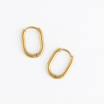 Howard's - Waterproof Earrings Narelle Oval Huggie Hoop Gold & Steel