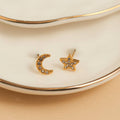 Howard's - Waterproof Earrings Pave Star & Moon Stud in Gold & Steel