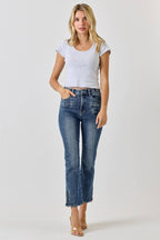 SAIGE DENIM MID RISE SKINNY CROP