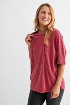 Cotton Blend Mineral Wash Waffle Short Sleeve Tee
