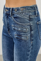 SAIGE DENIM MID RISE SKINNY CROP