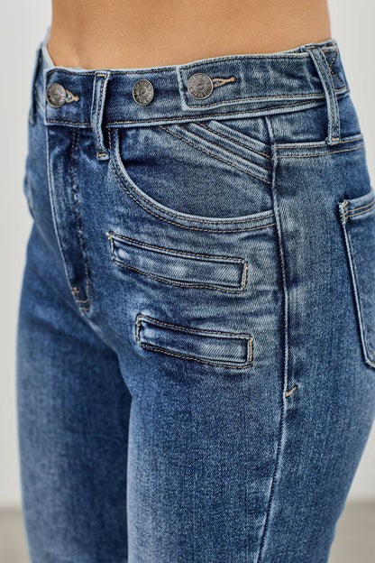 SAIGE DENIM MID RISE SKINNY CROP
