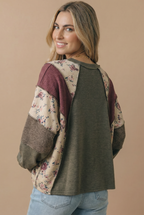 Haptics - Mixed Media Patchwork Pullover Knit Top
