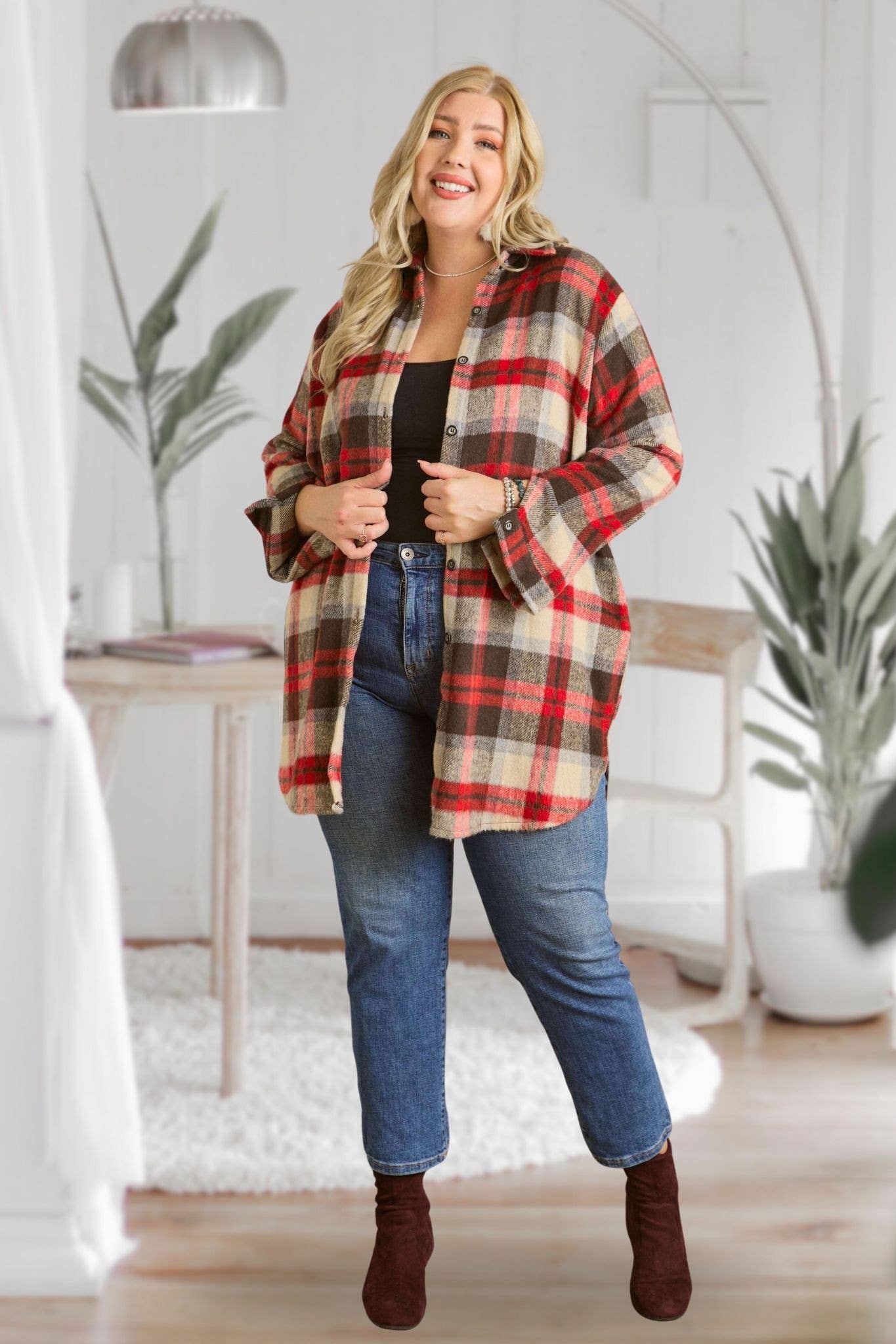 Pretty PLUS CHECK SHIRTJACKET LONG SLEEVE