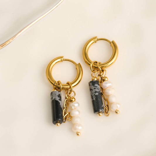 Howard's - Hoop Earrings Pearl Gemstone Beaded Waterproof Gold Narelle