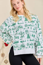 Main Strip - Green & red Christmas Village Sweatshirt