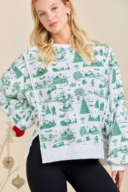 Main Strip - Green & red Christmas Village Sweatshirt