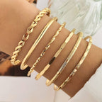JOSSLYN by wall to wall - Gold Layered Bangle Set - Mixed Texture Stack |
