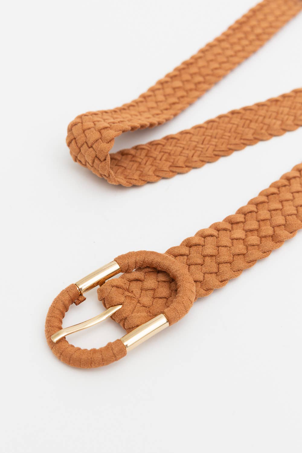 Braided PVC Suede Oval Buckle Belt: Black