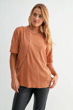 Cotton Blend Mineral Wash Waffle Short Sleeve Tee
