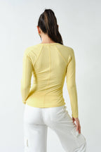 Essential Long-Sleeved Micro-Ribbed Henley Top-Mono B