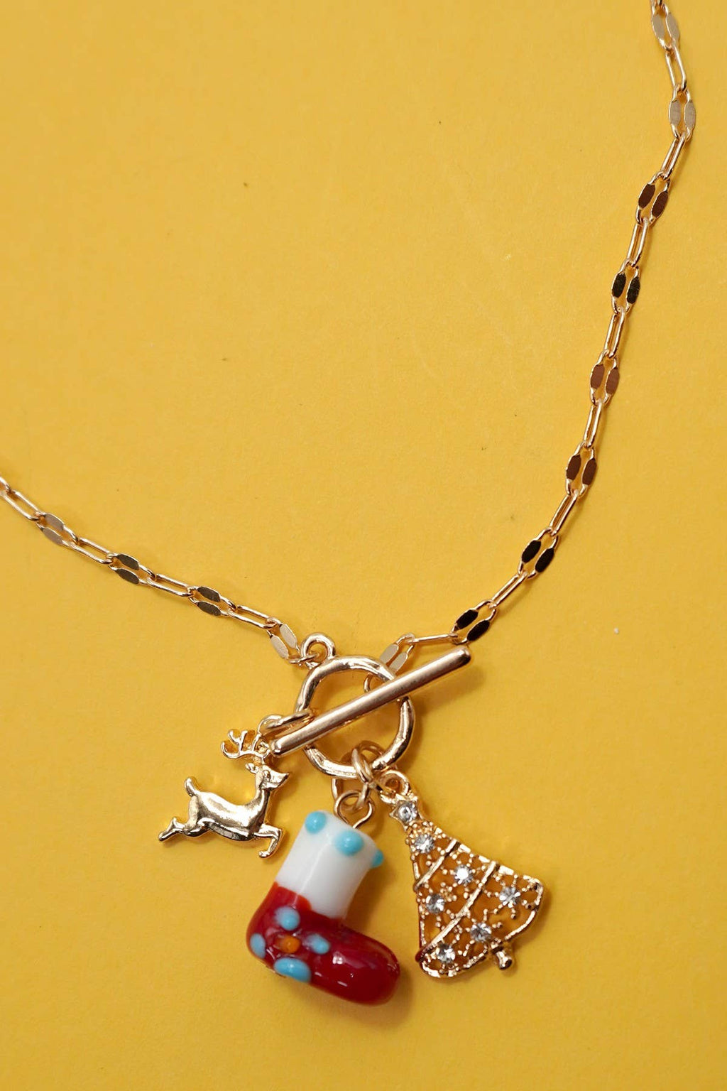 JOSSLYN by wall to wall - CHARM NECKLACE-CHRISTMAS SOCKS TREE RUDOLPH |
