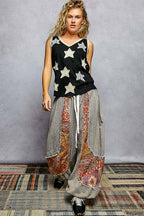 Pol Clothing - V-neck Sleeveless Front Star Patches