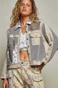 Pamela Vintage Patchwork Floral Geometric Neutral Cropped Jacket-Pol Clothing